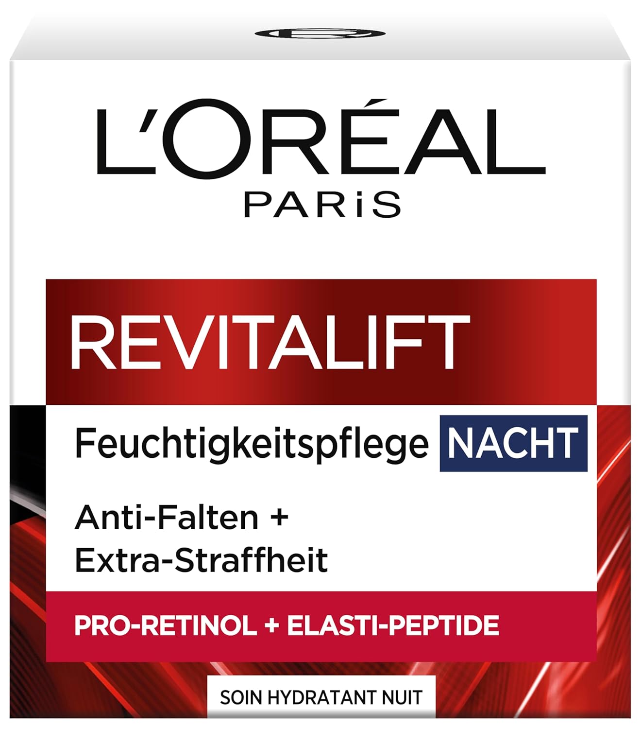 L'Oréal Paris Feuchtigkeitspflege Nacht für Frauen: sorgt für ein strafferes Hautbild & mildert Falten & stärkt die Hautschutzbarriere über Nacht mit Pro-Elastin & Aprikosenkernöl, Revitalift, 1x 50ml