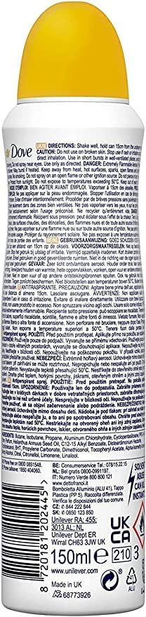 Dove, Go Fresh Deodorant Spray Passion Fruit, mit 1/4 Feuchtigkeitscreme, Antitranspirant, ohne Alkohol, trockene Haut bis zu 48 Stunden, frischer Duft, Deodorant für Damen und Herren, 6 Stück à 150