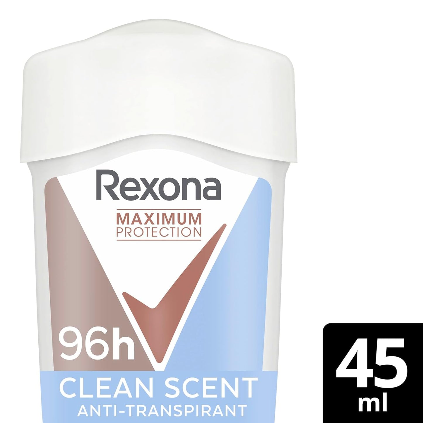 Rexona Women Maximum Protection Anti Transpirant Deo Creme Clean Scent Deodorant mit 96 Stunden Schutz gegen starkes Schwitzen und Geruch mit 3x Schutz bei Stress, Hitze & Bewegung 45 ml