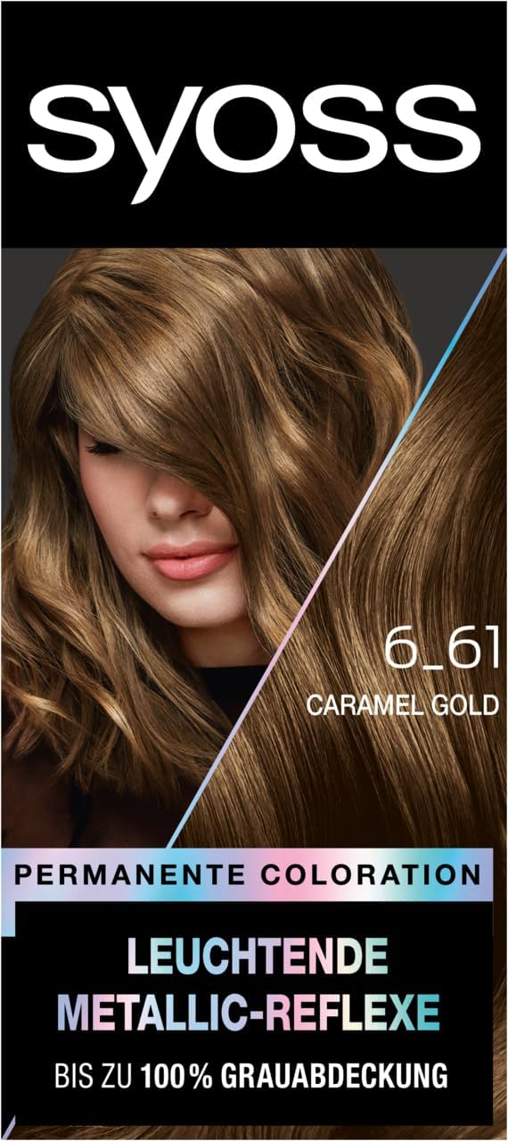 SYOSS Color Coloration Metallic Collection 6–61 Autumn Gold (2x 115 ml), permanente Coloration für leuchtende Metallic-Reflexe, für bis zu 100% Grauhaarabdeckung und bis zu 10 Wochen Farbintensität