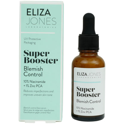 Eliza Jones Serum Super Booster 30ml zur Minimierung von Hautfalten, Verfärbungen, feinen Linien und zur Verbesserung des ungleichmäßigen Hauttons (Super Booster Blemish Control)