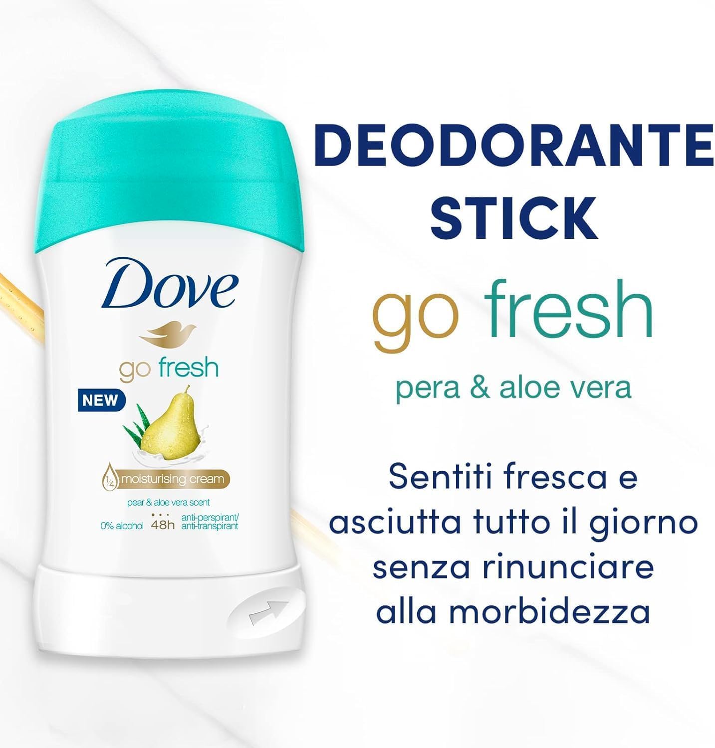 6er Pack - Dove Go Fresh Deodorant Stick - Pear & Aloe Vera - 40ml