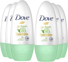 6 x Dove Go Fresh Cucumber & Green Tea Scent Roll On 50ml