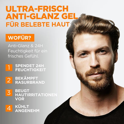 L'Oréal Men Expert kühlende Anti-Glanz Gesichtspflege für Männer, Mattierendes und erfrischendes Gel 24H Anti-Müdigkeit, Gesichtscreme für Herren mit Meeresquellwasser, Hydra Energy, 1 x 50 ml