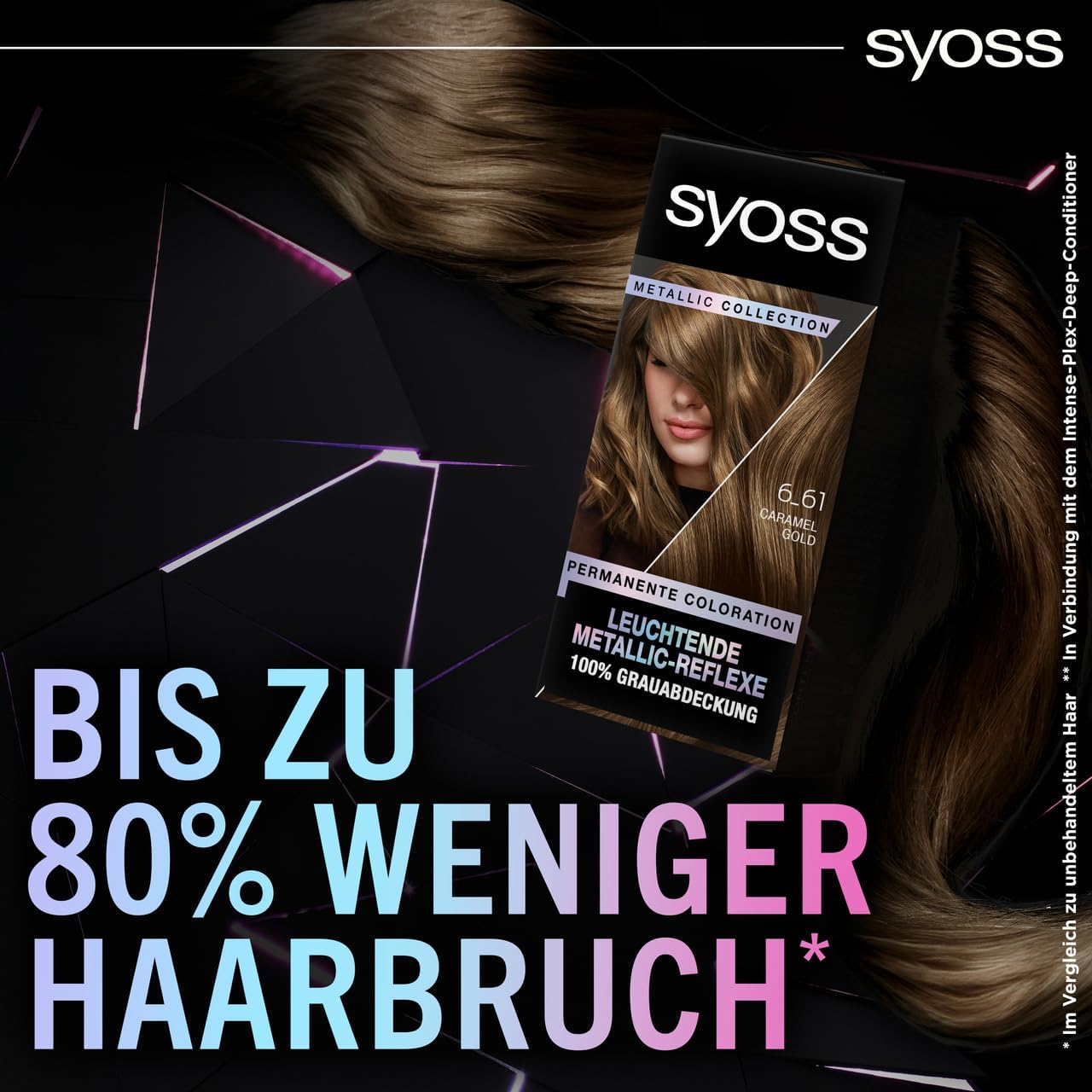 SYOSS Color Coloration Metallic Collection 6–61 Autumn Gold (2x 115 ml), permanente Coloration für leuchtende Metallic-Reflexe, für bis zu 100% Grauhaarabdeckung und bis zu 10 Wochen Farbintensität