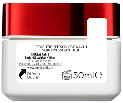 L'Oréal Paris Feuchtigkeitspflege Nacht für Frauen: sorgt für ein strafferes Hautbild & mildert Falten & stärkt die Hautschutzbarriere über Nacht mit Pro-Elastin & Aprikosenkernöl, Revitalift, 1x 50ml