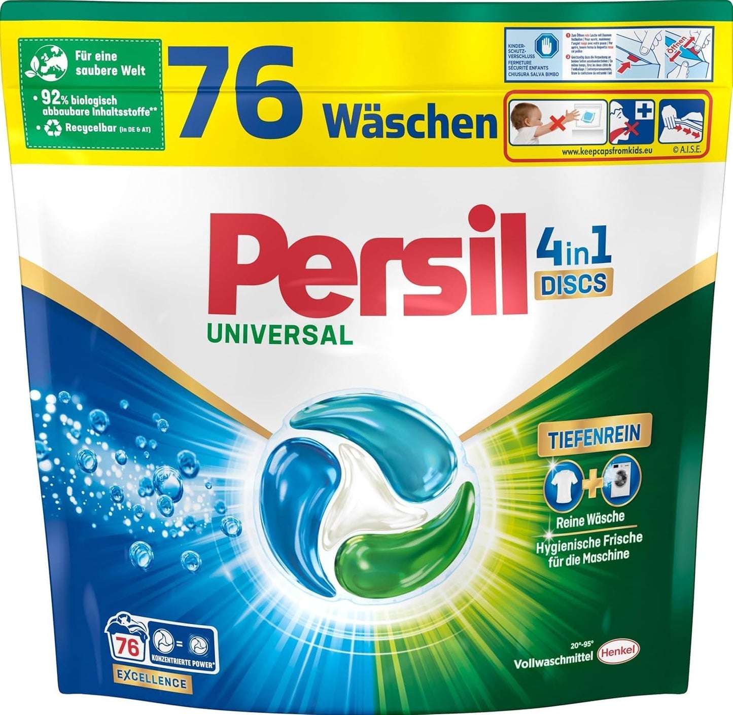 Persil Universal 4in1 DISCS 76 Waschladungen, Universal Waschmittel mit Tiefenrein Technologie