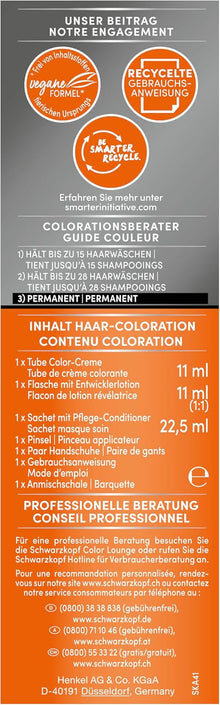 Schwarzkopf Ansatzset A4 Dunkelbraun Stufe 3 (3 x 44,5 ml), dauerhafte Haarfarbe zum Haaransatz kaschieren in nur 10 Minuten, Ansatzfarbe für harmonische Übergänge Marke: Schwarzkopf