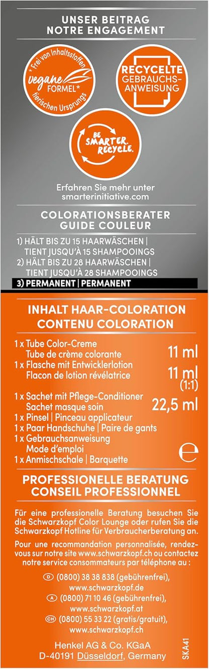 Schwarzkopf Ansatzset A4 Dunkelbraun Stufe 3 (3 x 44,5 ml), dauerhafte Haarfarbe zum Haaransatz kaschieren in nur 10 Minuten, Ansatzfarbe für harmonische Übergänge Marke: Schwarzkopf