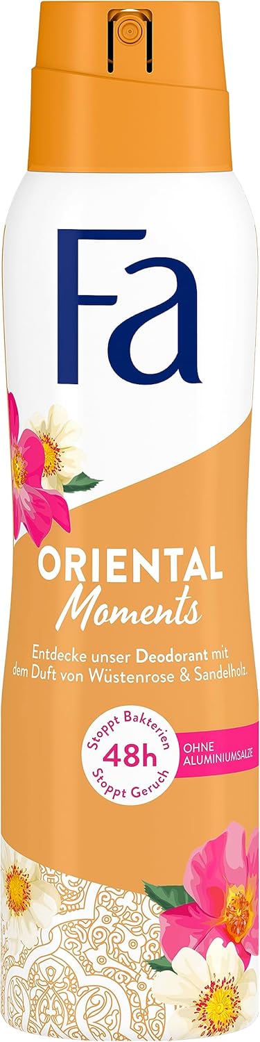 Fa Deospray Oriental Moments mit dem zarten Duft von Wüstenrose & Sandelholz, 48h Schutz, 6x 150 ml