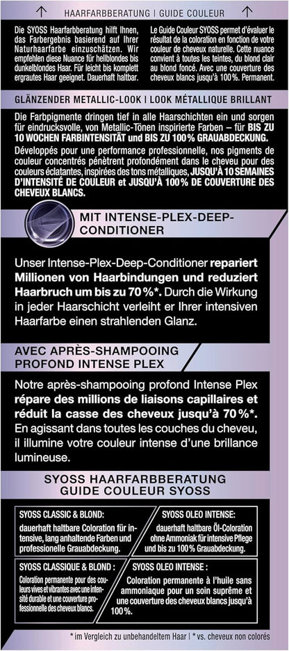 Syoss Color Coloration Metallic Collection 9–53 Silver Blush (3 x 115 ml), permanente Coloration für leuchtende Metallic-Reflexe, für bis zu 100% Grauhaarabdeckung und bis zu 10 Wochen Farbintensität
