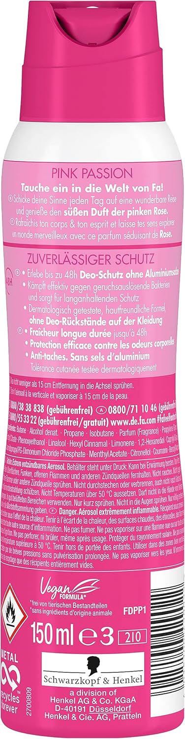FA Deospray 150 ml Pink Passion, 6er Pack, Jahresvorrat, 6x 150 ml