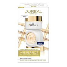 L'Oréal Paris Straffendes Gesichtspflegeset für reife Haut mit Anti-Aging Tagespflege und Nachtpflege gegen Altersflecken, Mit Kollagen-AS-Fragmenten, Age Perfect Pro, Experte, 2 x 50 ml