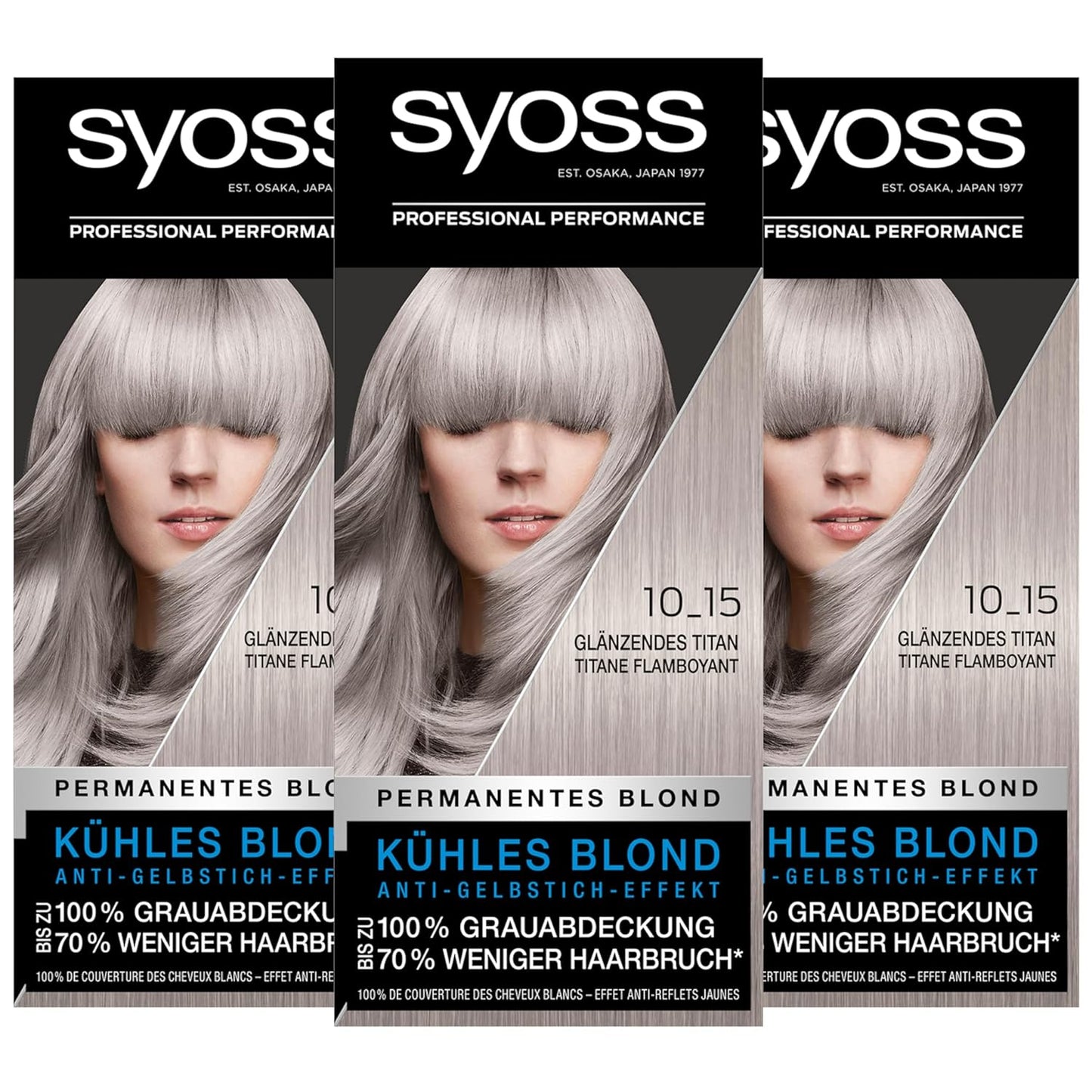 SYOSS Coloration, Haarfarbe Stufe 3 10_15 Glänzendes Titan, intensiver metallischer Glanz, 3er Pack (3 x 115 ml)