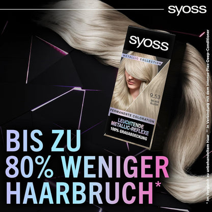 Syoss Color Coloration Metallic Collection 9–53 Silver Blush (3 x 115 ml), permanente Coloration für leuchtende Metallic-Reflexe, für bis zu 100% Grauhaarabdeckung und bis zu 10 Wochen Farbintensität