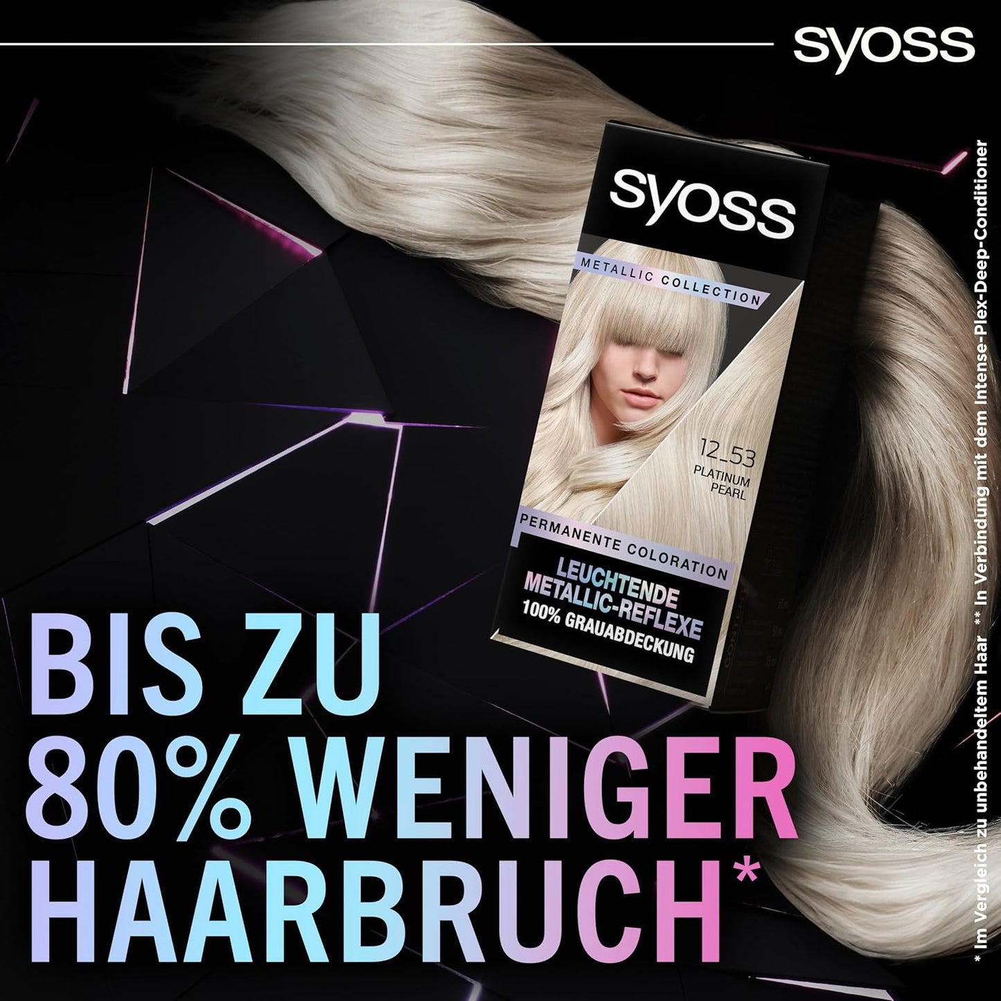 Syoss Color Coloration Metallic Collection 12–53 Platinum Pearl (3x115ml), permanente Coloration für leuchtende Metallic-Reflexe, für bis zu 100% Grauhaarabdeckung und bis zu 10 Wochen Farbintensität