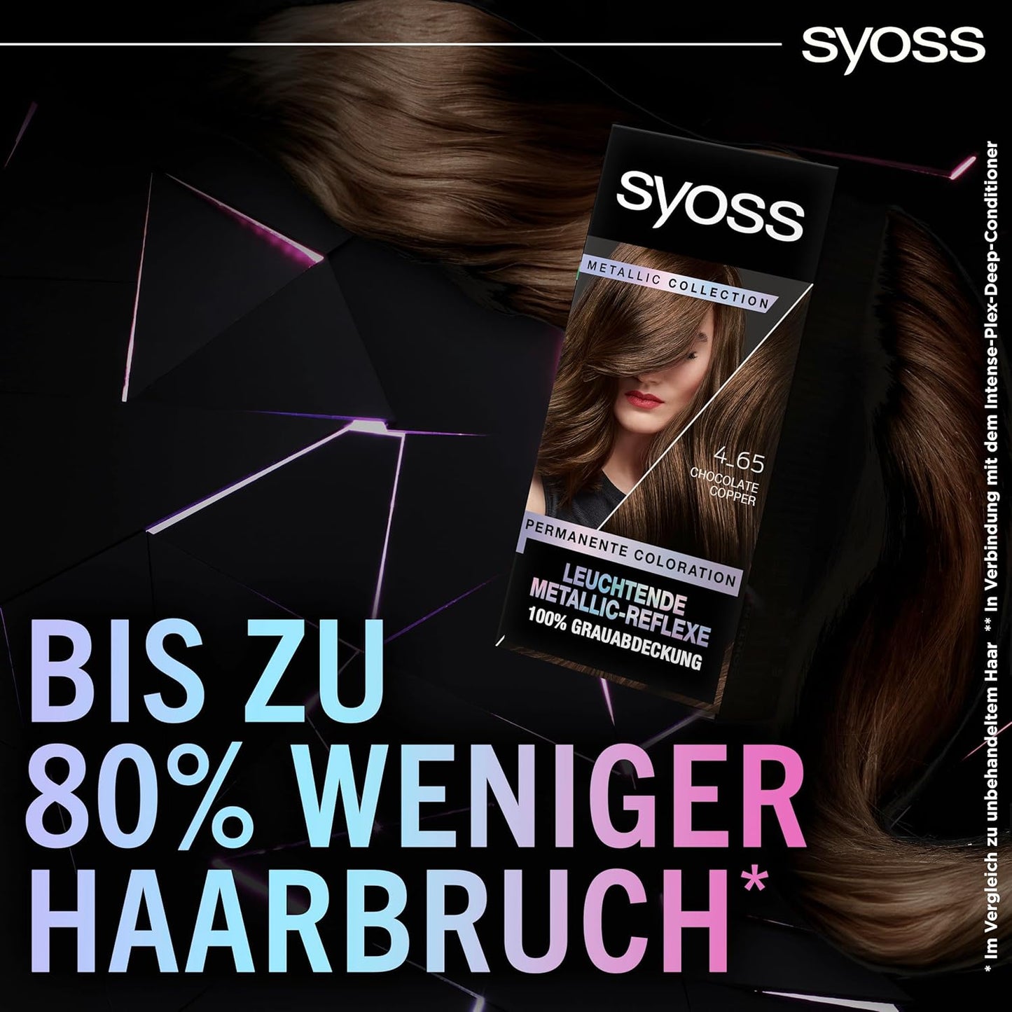 Syoss Color Coloration Metallic Collection 4–65 Chocolate Copper 3x115ml, permanente Coloration für leuchtende Metallic-Reflexe, für bis zu 100% Grauhaarabdeckung und bis zu 10 Wochen Farbintensität