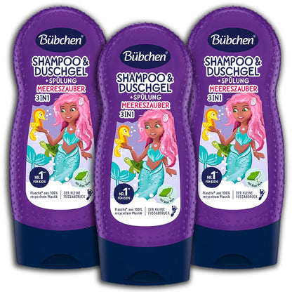 3 er Pack Bübchen Kinder Shampoo & Duschgel & Spülung 3in1 Meereszauber 3x230 ml