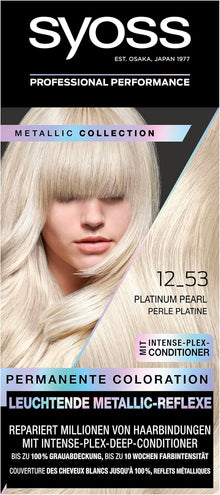 Syoss Color Coloration Metallic Collection 12–53 Platinum Pearl (3x115ml), permanente Coloration für leuchtende Metallic-Reflexe, für bis zu 100% Grauhaarabdeckung und bis zu 10 Wochen Farbintensität