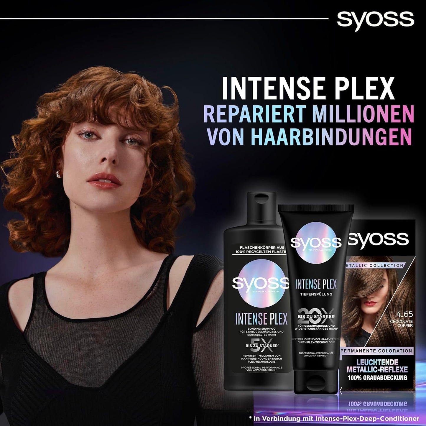 Syoss Color Coloration Metallic Collection 4–65 Chocolate Copper 3x115ml, permanente Coloration für leuchtende Metallic-Reflexe, für bis zu 100% Grauhaarabdeckung und bis zu 10 Wochen Farbintensität