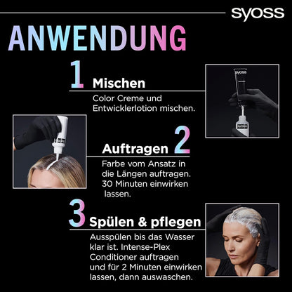 Syoss Color Coloration Metallic Collection 9–53 Silver Blush (3 x 115 ml), permanente Coloration für leuchtende Metallic-Reflexe, für bis zu 100% Grauhaarabdeckung und bis zu 10 Wochen Farbintensität