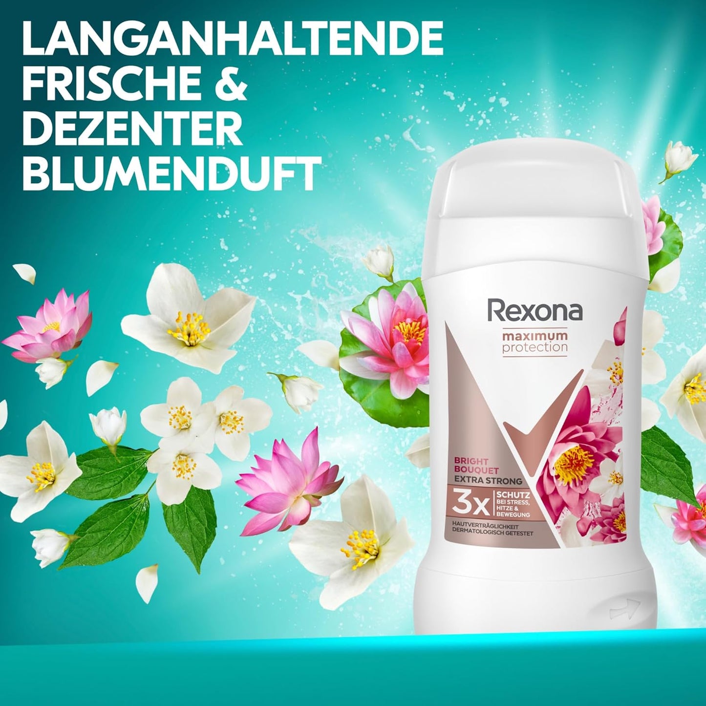 Rexona Anti-Transpirant Deo Stick Bright Bouquet Deodorant mit 3x Schutz gegen starkes Schwitzen und Körpergeruch 40 ml 1 Stück
