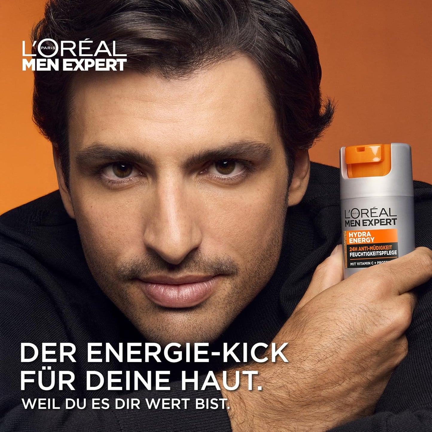 L'Oréal Men Expert Gesichtspflege gegen müde Haut für Männer, Belebende Feuchtigkeitscreme 24H Anti-Müdigkeit, Gesichtscreme für Herren mit Vitamin C und Proteinen, Hydra Energy, 1 x 50 ml