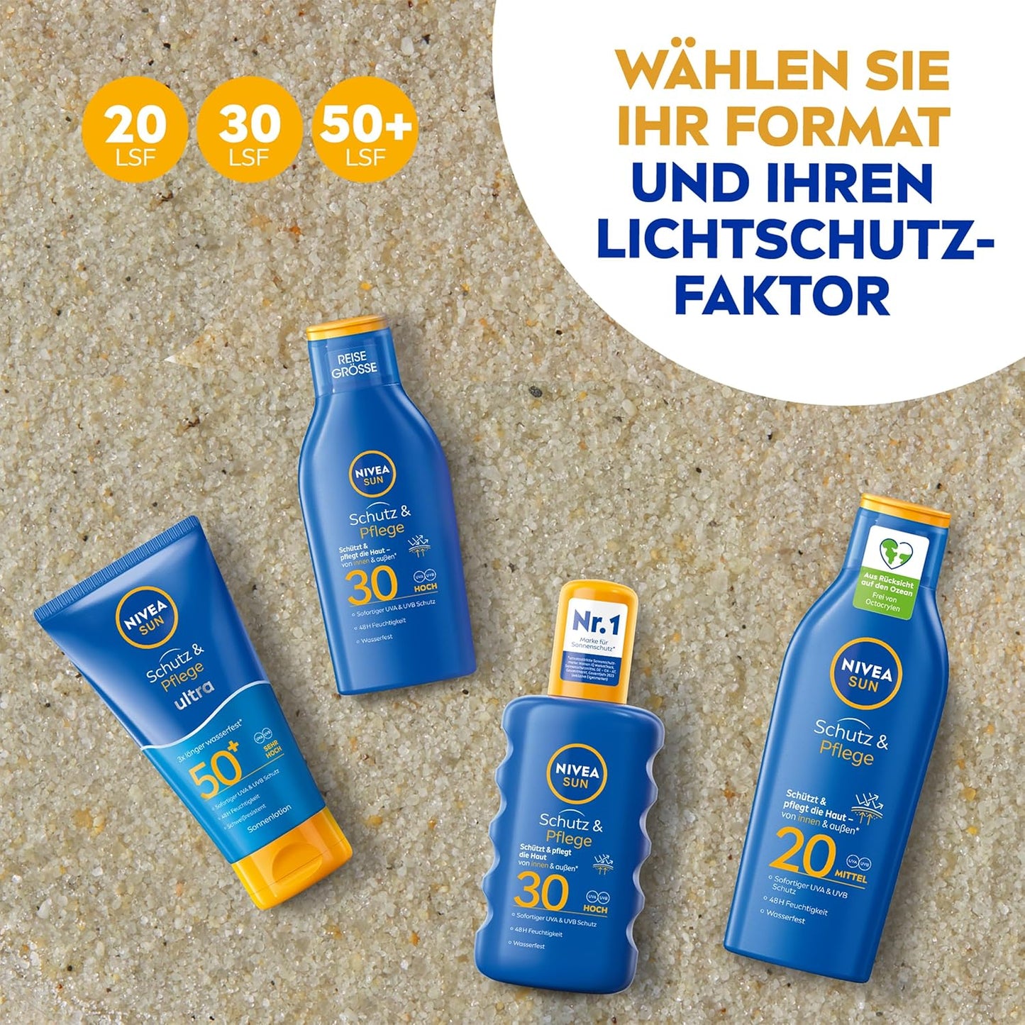 NIVEA SUN Schutz & Pflege Sonnenspray LSF 30 (200 ml), Sonnencreme Spray für 48h Feuchtigkeit, sofortiger Sonnenschutz mit hochwirksamem UVA/UVB-Filtersystem