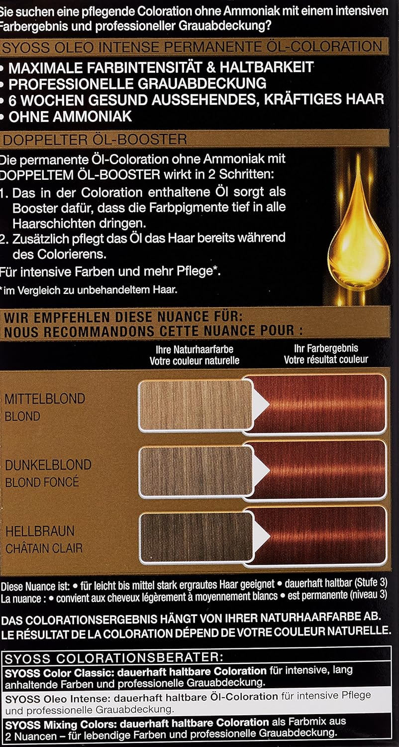Syoss Oleo Intense Haarfarbe, 6-76 Warmes Kupfer, 3er Pack (3 x 115 ml)