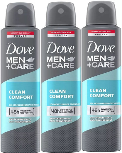Dove Men+Care Clean Comfort Deospray, Deodorant 3er Pack (3 x 150 ml), OVP