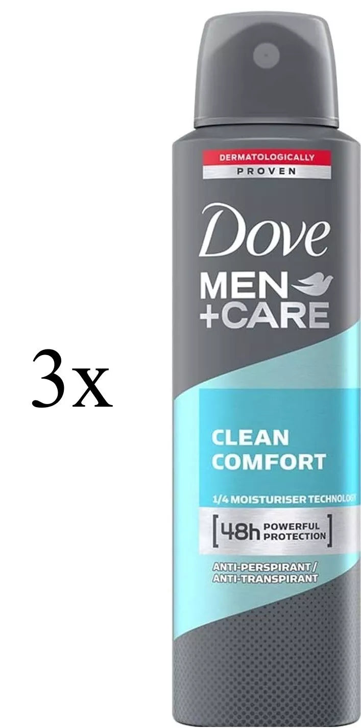 Dove Men+Care Clean Comfort Deospray, Deodorant 3er Pack (3 x 150 ml), OVP