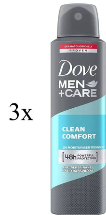 Dove Men+Care Clean Comfort Deospray, Deodorant 3er Pack (3 x 150 ml), OVP