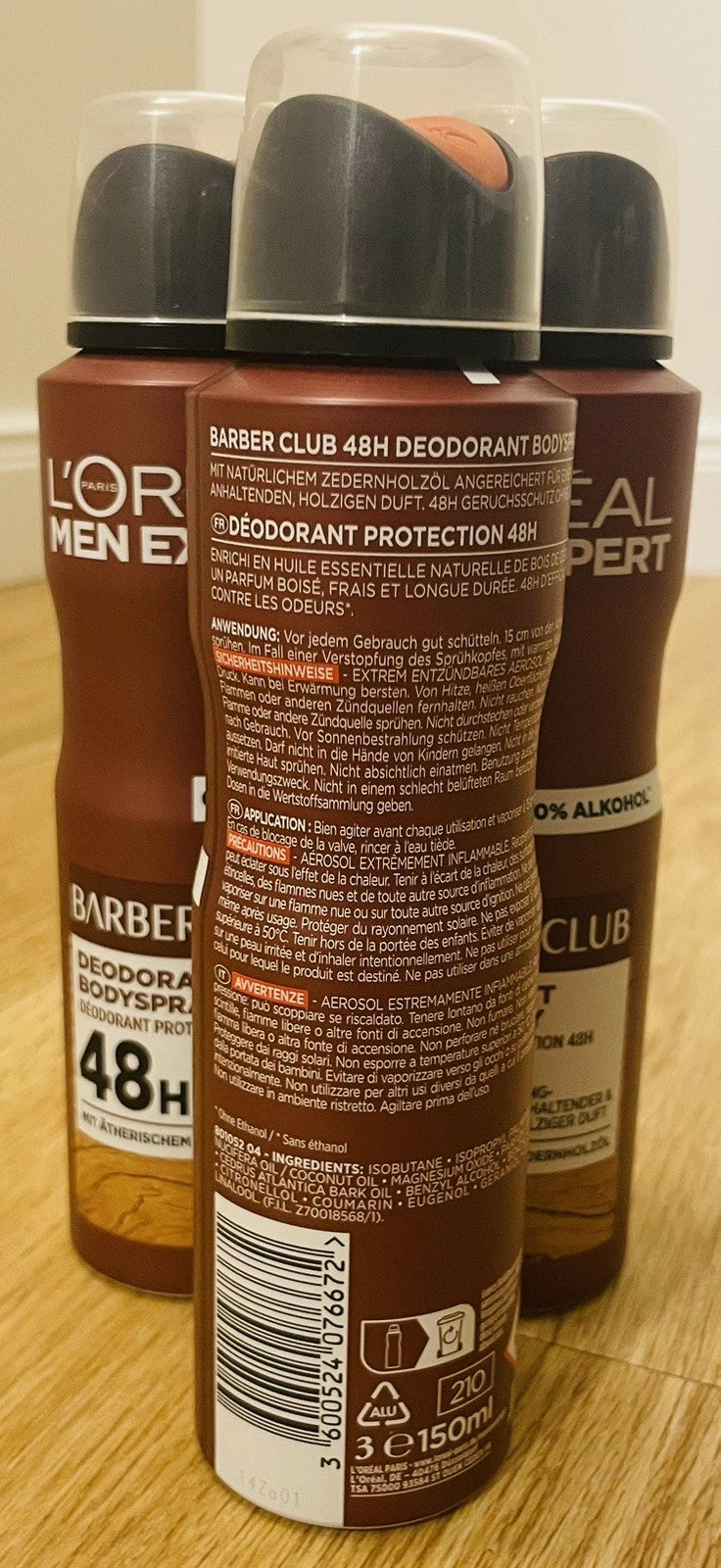 L’Oréal Men Expert Barber Club Deo Spray – 48h Schutz | 3er Pack