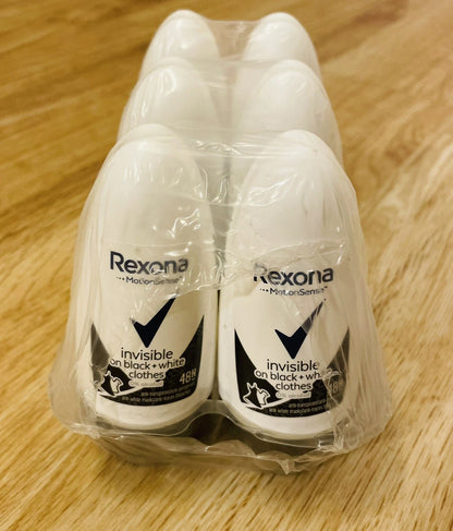 6× Rexona Invisible Black + White Deo Stick – 48h Schutz